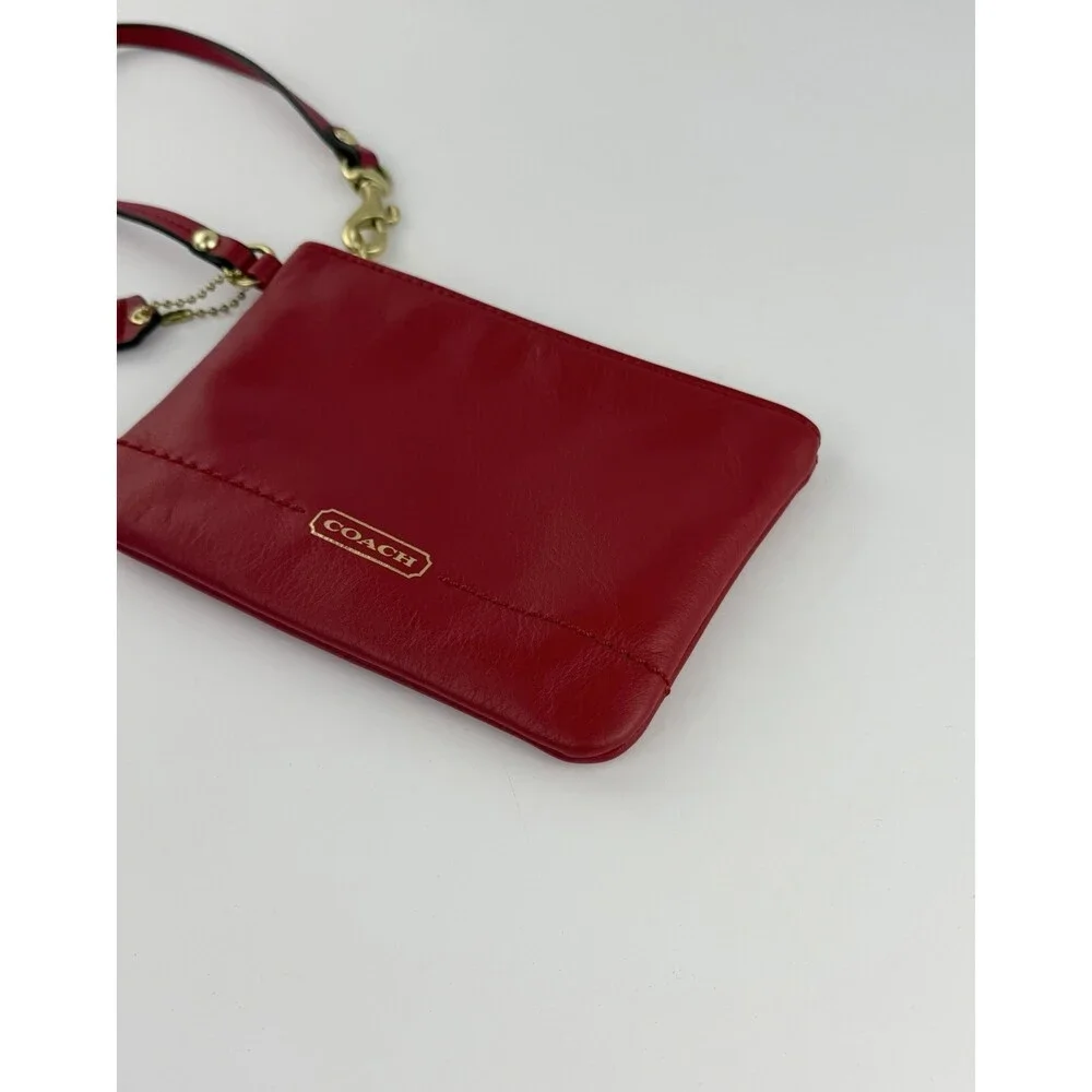 Beautiful COACH Red Smooth Leather Wristlet